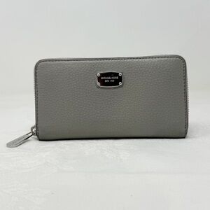 Michael Kors Gray Leather Zip-Around Wallet